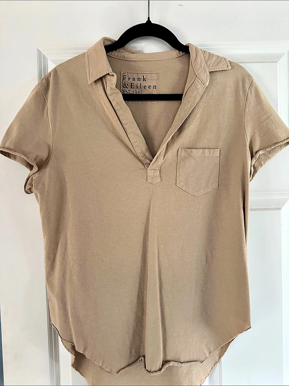 Frank & Eileen Patty Short-Sleeve Popover Henley Beige Large